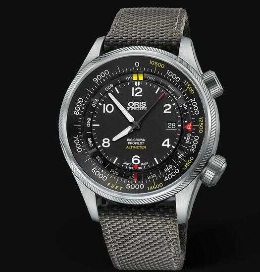 Review Oris Aviation Big Crown Propilot ALTIMETER WITH FEET SCALE 47mm Replica Watch 01 733 7705 4134-Set 5 23 17FC